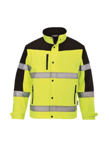 Warnschutz Kontrast Softshell-Jacke (3L), L, R, Gelb