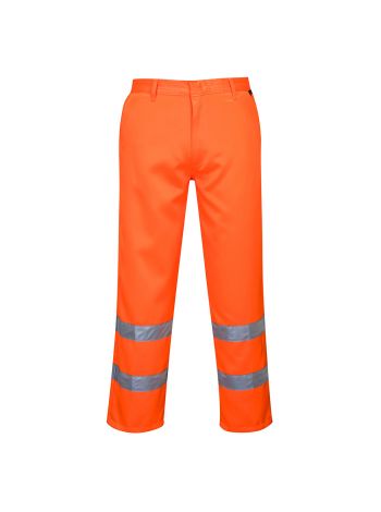 Warnschutzhose aus Polyester-Baumwolle , L, R, Orange