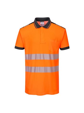 PW3 Warnschutz Cotton Comfort Poloshirt kurzarm , 4XL, R, Orange/Schwarz