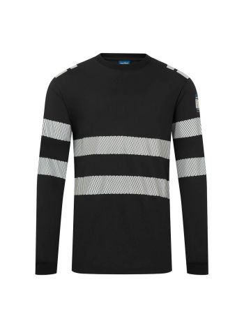 PW3 Modaflame Knit FR T-Shirt langarm, L, R, Schwarz