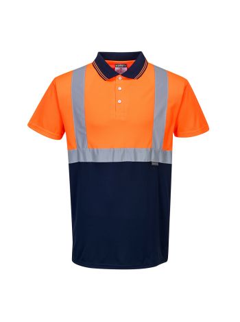 Warnschutz Kontrast Poloshirt kurzarm , 4XL, R, Orange/Marine