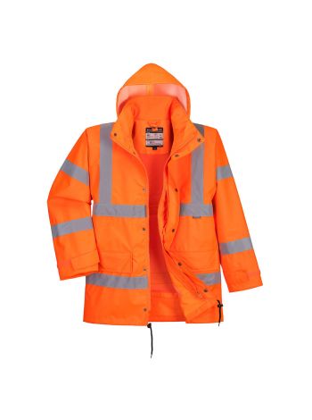 Warnschutz interaktive und atmungsaktive  Regen Verkehrsjacke, L, R, Orange