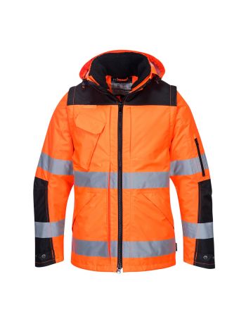 Warnschutz Pro 3-in-1 Kontrast Winterjacke , L, R, Orange/Schwarz