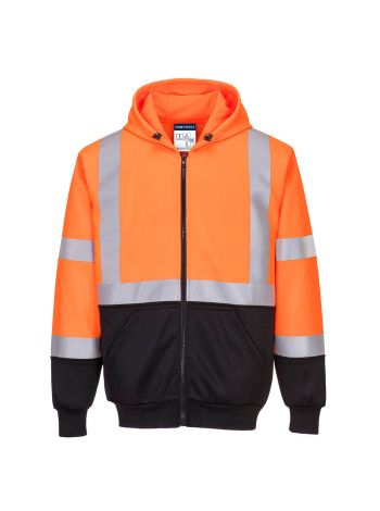 Warnschutz Kontrast Kapuzen- Sweatjacke, 4XL, R, Orange/Schwarz