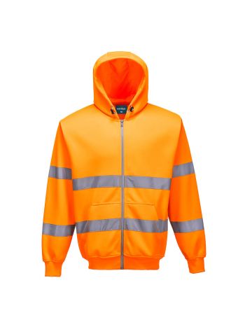 Warnschutz- Kapuzensweatjacke mit Reißverschluss, 4XL, R, Orange