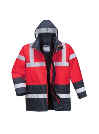 Warnschutz Kontrast Winter Verkehrsjacke , L, R, Rot/Marine