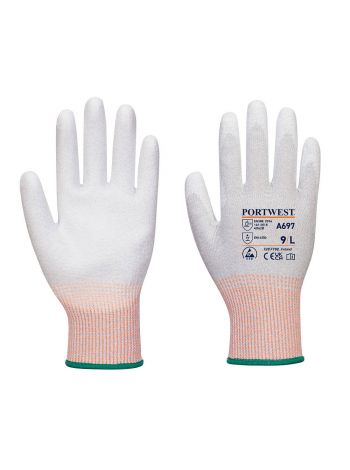 LR13 ESD PU Handschuh - 12er Pack, L, R, Grau/Weiss