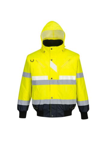 Glowtex™ Warnschutz 3-in-1 Kontrast Pilotjacke , 4XL, R, Gelb/Marine