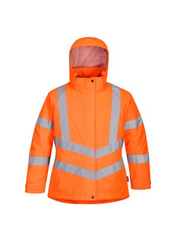 Damen Warnschutz Winterjacke, L, R, Orange