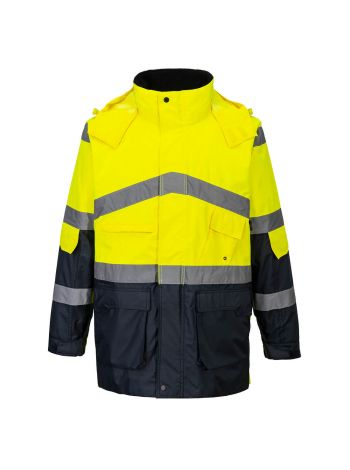 Warnschutz Kontrast Regenjacke atmungsaktiv, 4XL, R, Gelb/Marine