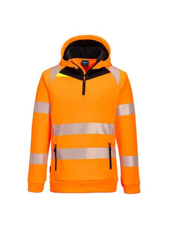 DX4 Warnschutz Kapuzenpullover mit 1/4 Reißverschluss, 4XL, R, Orange/Schwarz