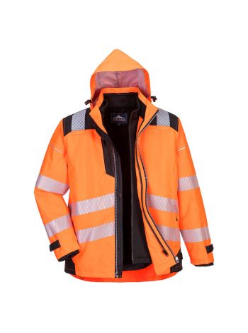 PW3 Warnschutz 3-in-1 Jacke, 4XL, R, Orange/Schwarz