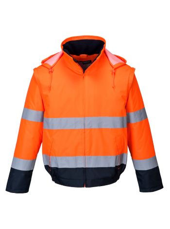 Leichte Warnschutz 2-in-1 Kontrast Pilotjacke Essential , L, R, Orange/Marine