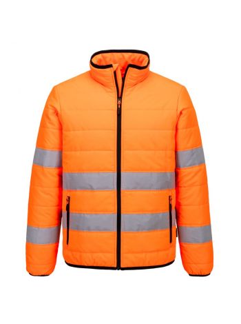 Hi-Vis Steppjacke, 4XL, R, Orange/Schwarz