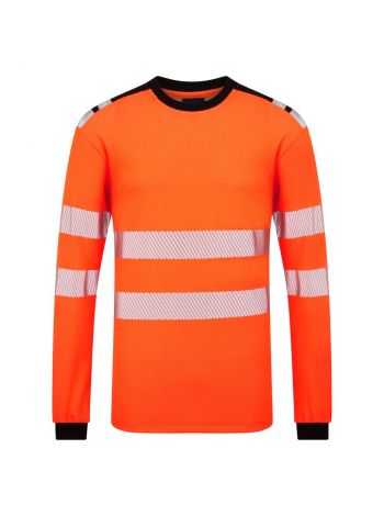 PW3 Modaflame Knit HVO FR T-Shirt Langarm, L, R, Orange/Schwarz