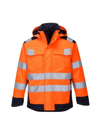 Modaflame Rain Multinorm Jacke mit Lichtbogen Schutz, 4XL, R, Orange/Marine