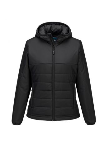 Women's Hooded Baffle Jacket, L, R, Schwarz