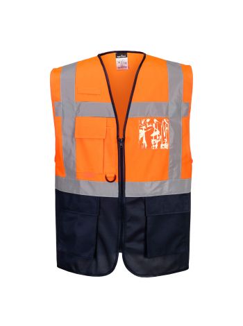 ES1 Essential Contrast Vest, 4XL, R, Orange/Marine