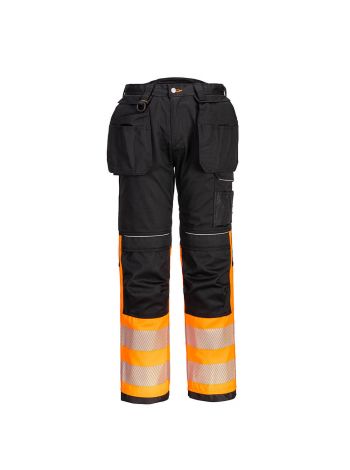 PW3 Warnschutz- Bundhose mit Holstertaschen Klasse 1, 28, R, Orange/Schwarz