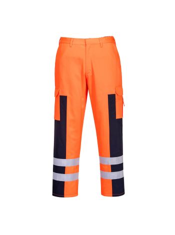 Robuste Warnschutz-Einsatzhose, L, R, Orange/Marine