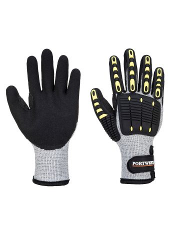 Anti Cut Winter- Stoßschutz- Handschuh, L, R, Grau/Schwarz