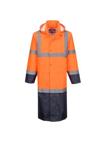 Hi-Vis Contrast Raincoat 122cm, 4XL, R, Orange/Marine