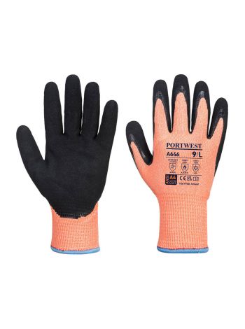 Schnittschutzhandschuh Nitril, L, R, Orange/Schwarz