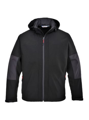 Softshell Jacke mit Kapuze (3L), L, R, Schwarz