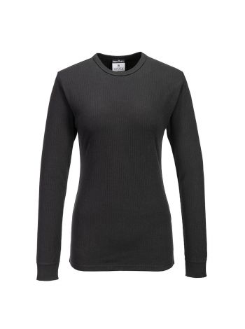 Damen Thermal T-Shirt Langarm, L, R, Schwarz