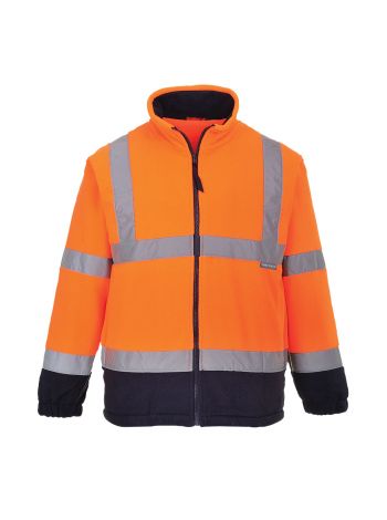 Warnschutz Kontrast Fleece-Jacke, 4XL, R, Orange/Marine