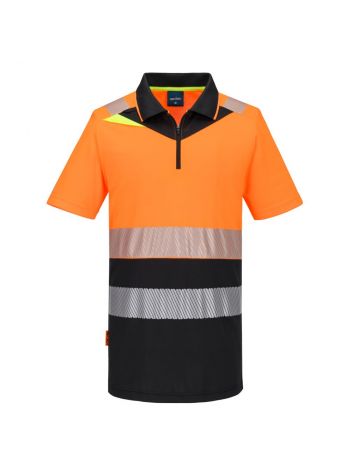 DX4 Hi-Vis Poloshirt mit Reißverschluss Klasse 1 , 4XL, R, Orange/Schwarz