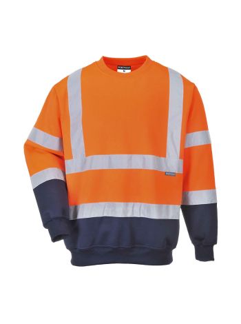 Warnschutz-Kontrast Sweatshirt, 4XL, R, Orange/Marine