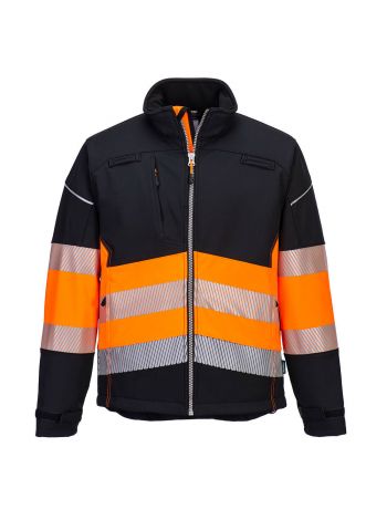 PW3 Warnschutz Softshelljacke Klasse 1 (3L), 4XL, O, Schwarz/Orange