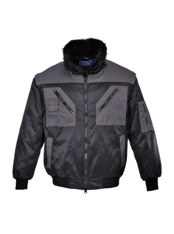 Zweifarbige Pilotjacke, 4XL, R, Schwarz/Grau