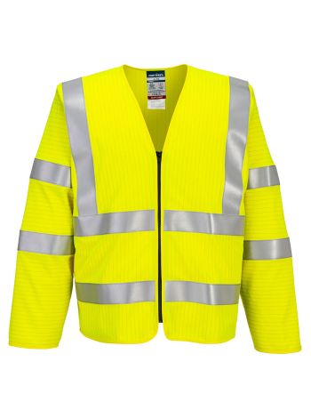 Bizflame Hi-Vis FR Langarmweste mit Reißverschluss, L/XL, R, Gelb
