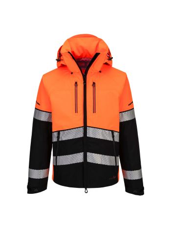 EV4 Hi-Vis Shell Jacke (3L), L, R, Orange/Schwarz