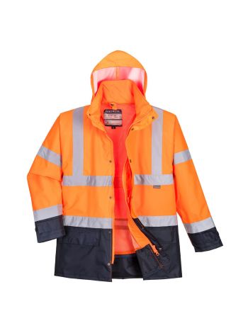 Warnschutz 5-in-1  Kontrast Exekutiv Jacke , 4XL, R, Orange/Marine