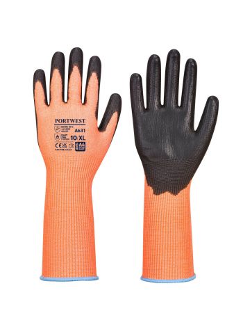 Vis-Tex Schnittschutzhandschuh mit langer Stulpe, L, R, Orange/Schwarz