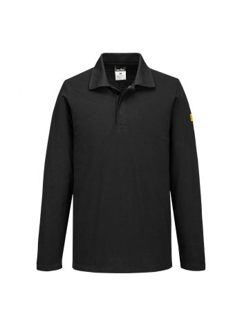 Antistatisches ESD-Poloshirt langarm, 4XL, R, Schwarz