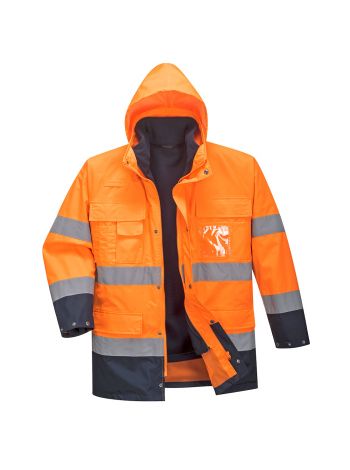 Warnschutz 3-in-1 Kontrast Lite Jacke , L, R, Orange/Marine