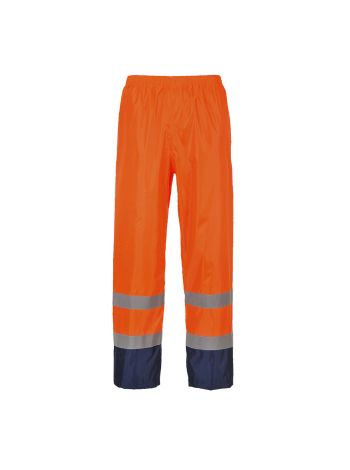 Klassische Kontrast Warnschutz-Regenhose, L, R, Orange/Marine