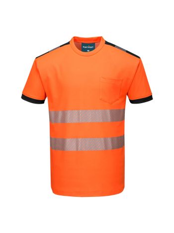 PW3 Hi-Vis T-Shirt S/S, 4XL, R, Orange/Schwarz