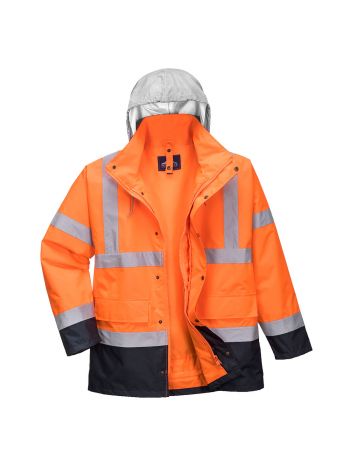 Warnschutz 4-in-1 Kontrast Verkehrsjacke , L, R, Orange/Marine