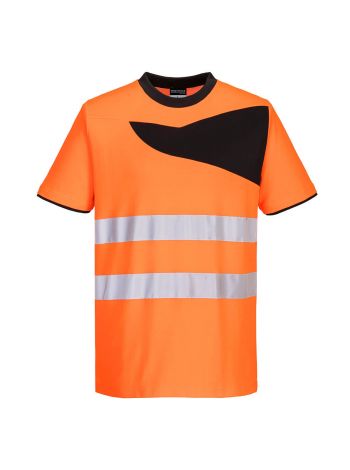 PW2 Warnschutz Cotton Comfort T-Shirt kurzarm , 4XL, R, Orange/Schwarz