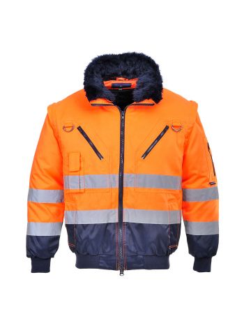 Warnschutz 3-in-1 Kontrast Pilotjacke , 4XL, R, Orange/Marine