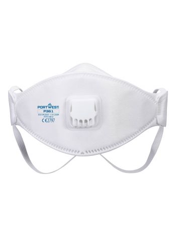 Dreifach gefaltete Dolomit Atemschutzmaske mit Ventil, FFP3 (10er-Pack), , R, Weiss