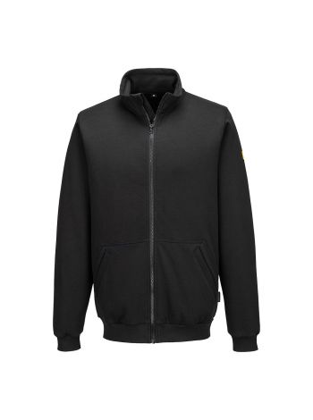 Antistatisches ESD-Sweatshirt mit Reißverschluss, L, R, Schwarz